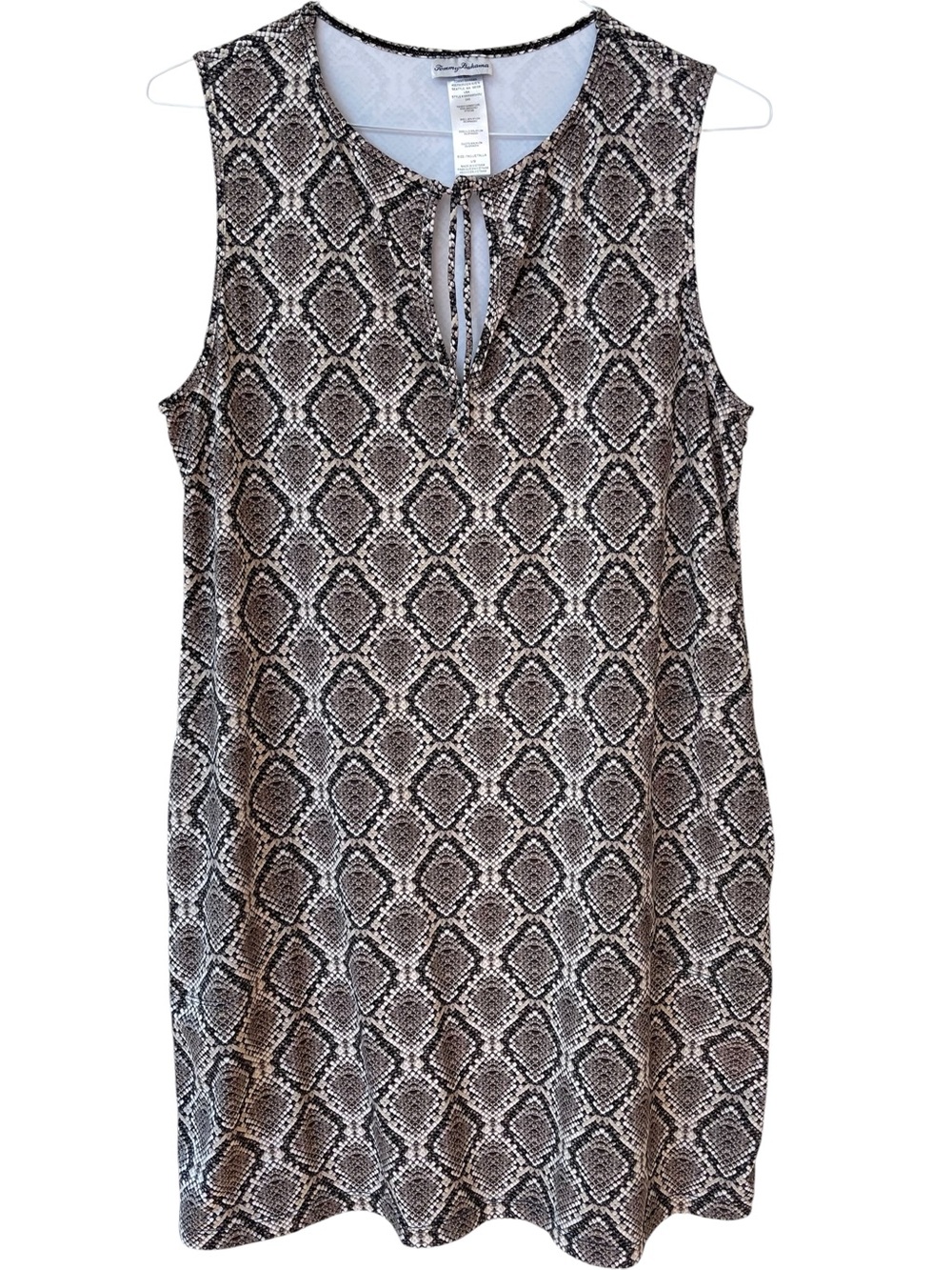 Tommy Bahama Split Neck Spa Dress L Desert Python Pockets Casual Athletic Resort